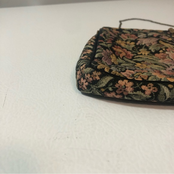 VTG Gorwood Canada Tapestry Fabric Handbag Purse Pastel Floral Gold-Tone Metal - Picture 11 of 16
